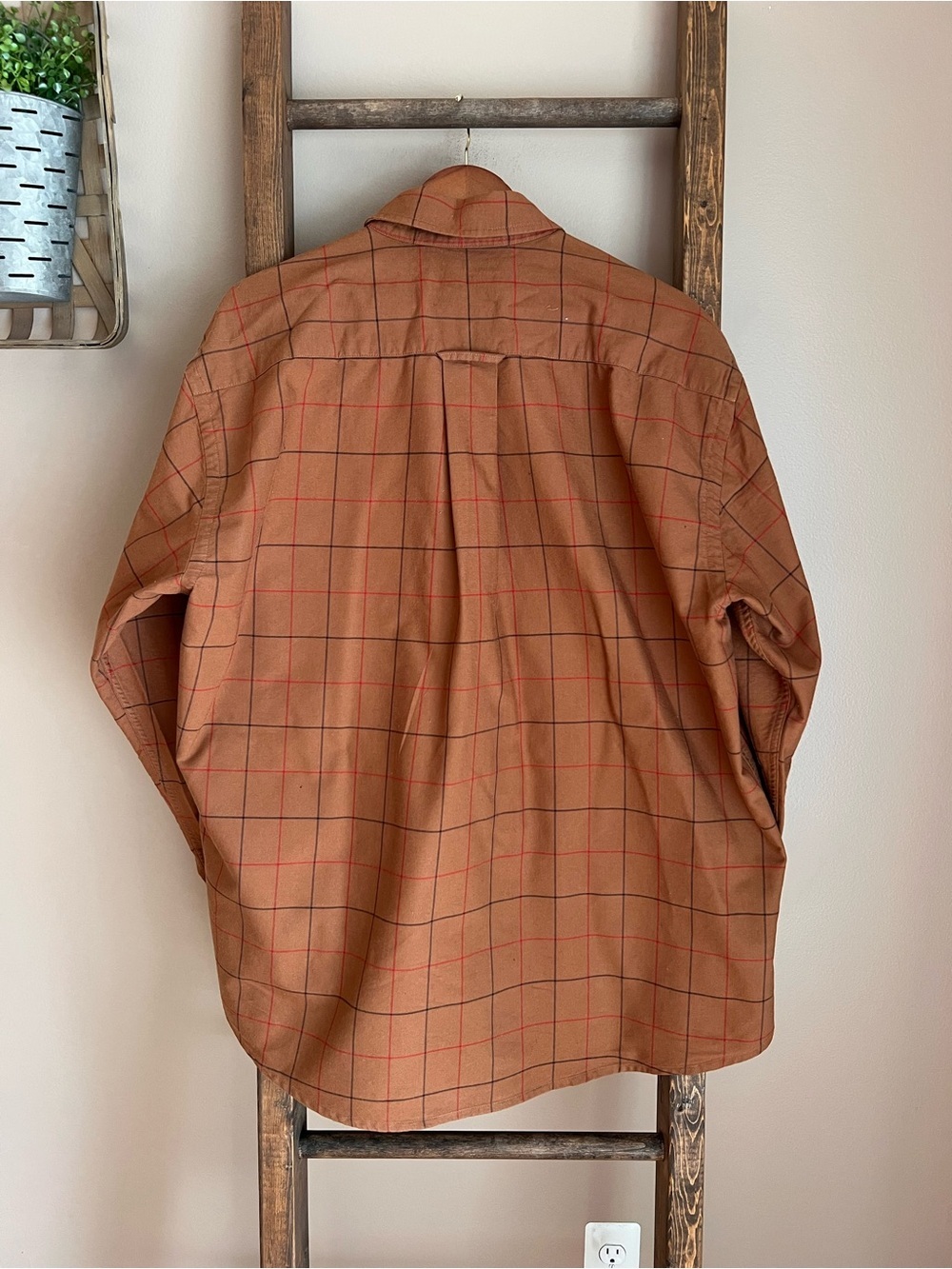 Orvis Rust Brown Windowpane Button-Down Shirt - Picture 2 of 5